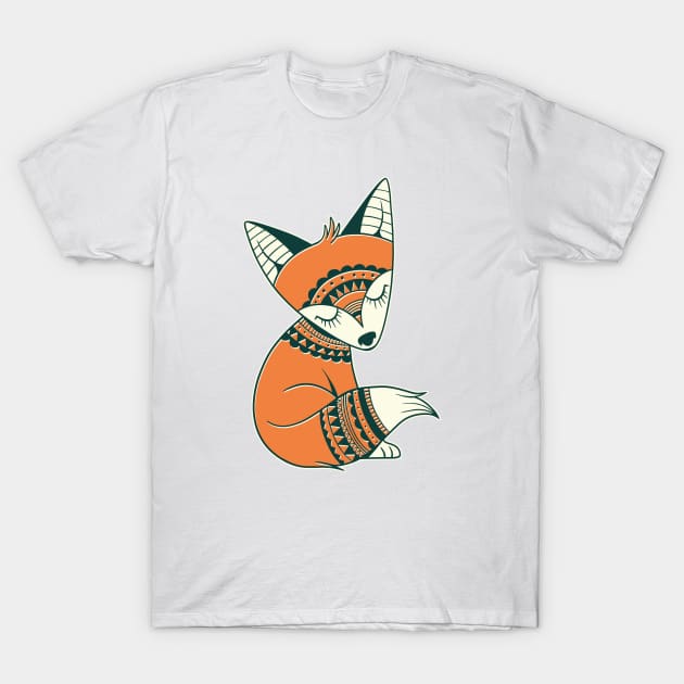 Cute fox tribal animal awesome design T-Shirt by Midoart